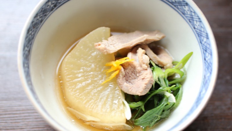 大根と鴨、九条ねぎのたいたん